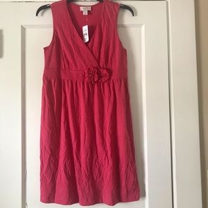 LOFT Flowered Waist Pink V-Neck Dress Size SP lightweight cute for summer